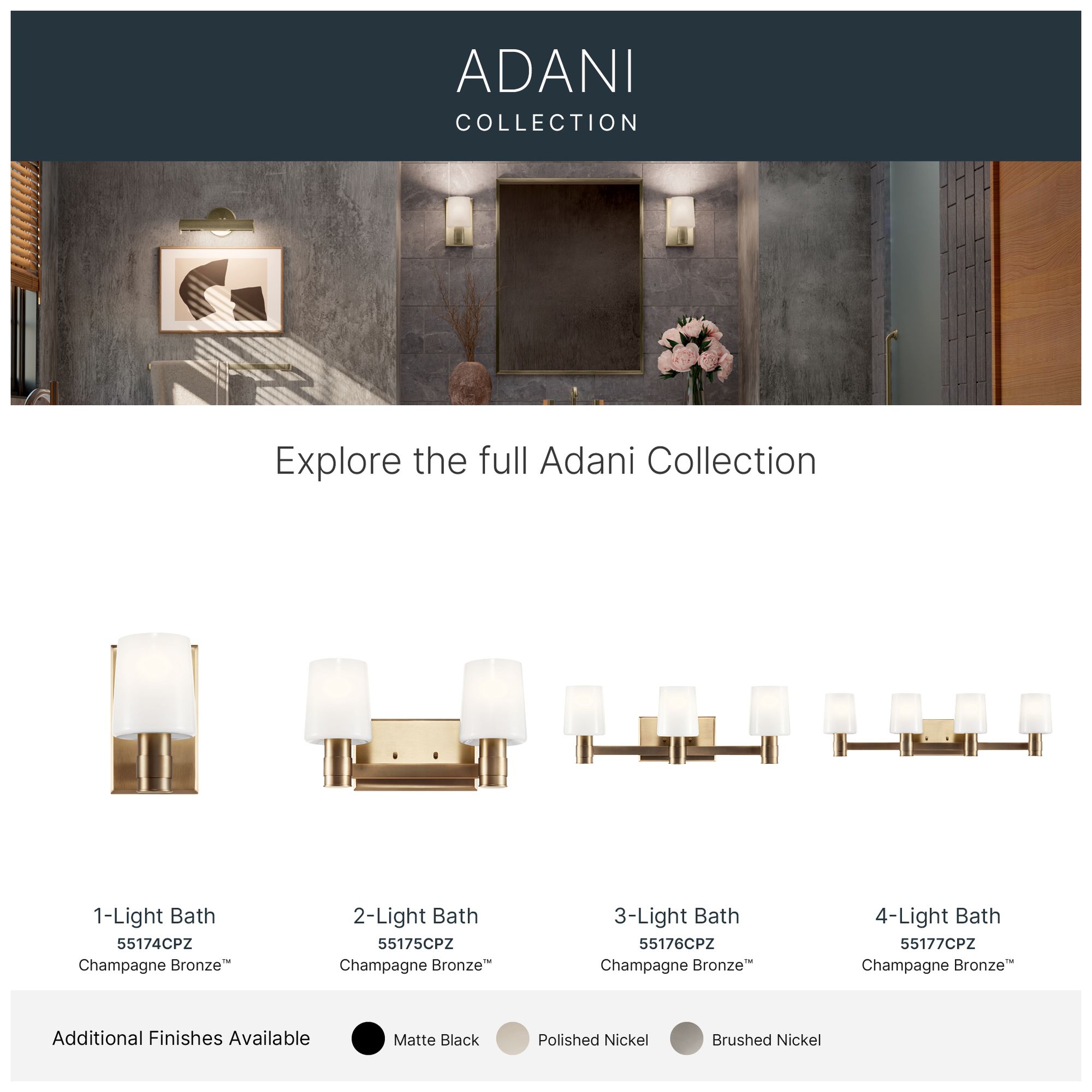 Kichler Adani 24" Wide Champagne Bronze 3-Light Bath Light in scene