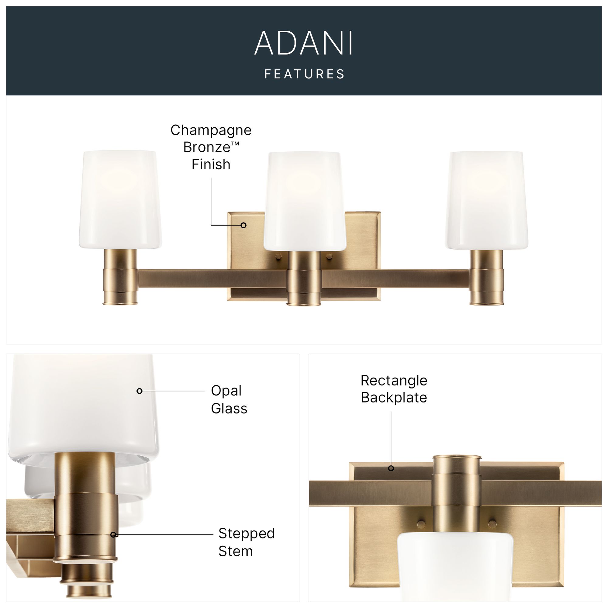 Kichler Adani 24" Wide Champagne Bronze 3-Light Bath Light in scene