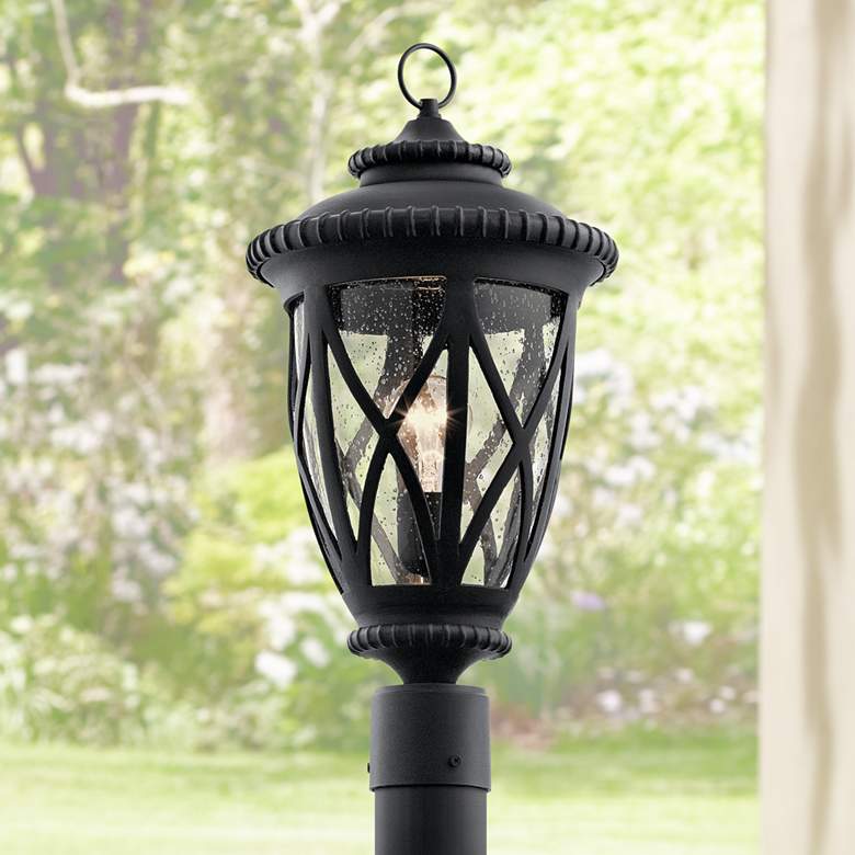 Image 1 Kichler Admirals Cove 20 3/4 inch High Black Outdoor Post Light