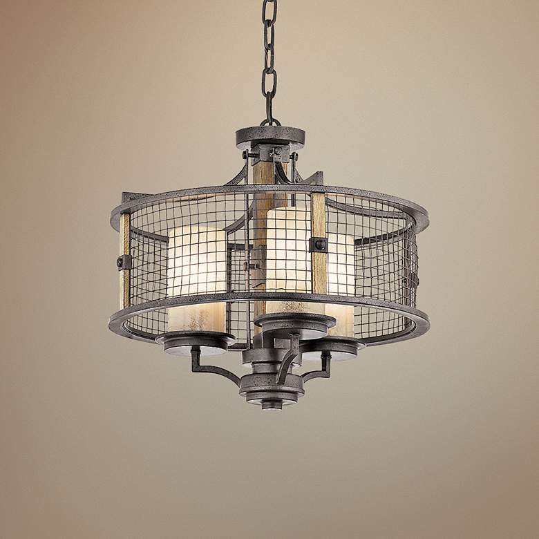 Image 1 Kichler Ahrendale 17 3/4"W Anvil Iron Convertible Pendant