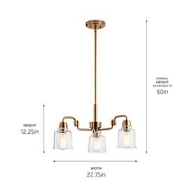 Image5 of Kichler Aivian 22 3/4"W Weathered Brass 3-Light Chandelier more views