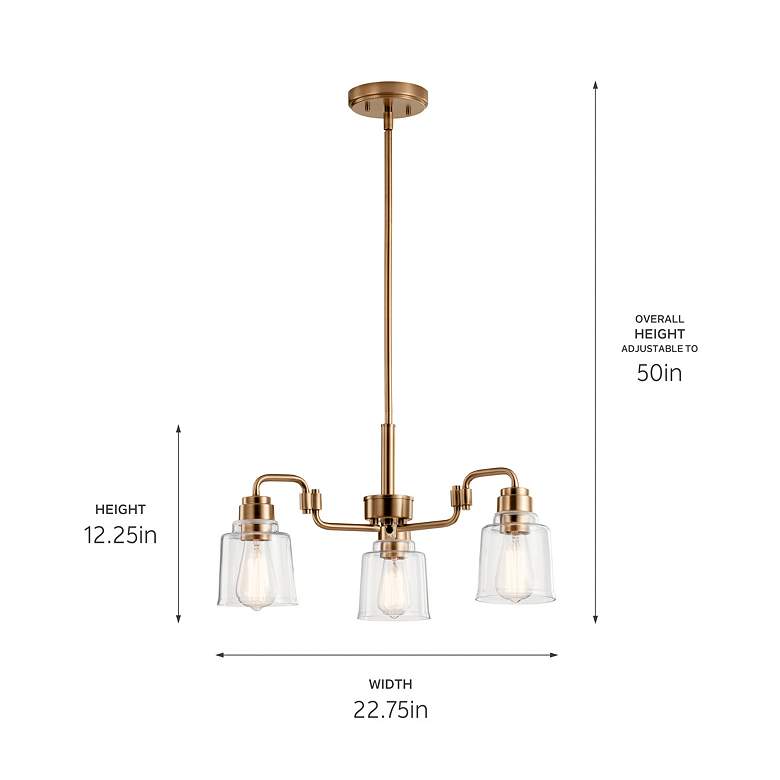 Image 5 Kichler Aivian 22 3/4"W Weathered Brass 3-Light Chandelier more views