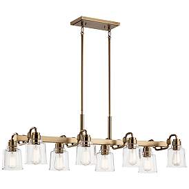 Image1 of Kichler Aivian 42" Wide 8-Light Weathered Brass Linear Chandelier