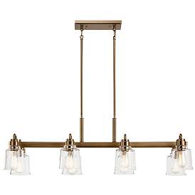 Image2 of Kichler Aivian 42" Wide 8-Light Weathered Brass Linear Chandelier more views