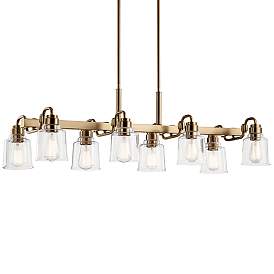 Image3 of Kichler Aivian 42" Wide 8-Light Weathered Brass Linear Chandelier more views