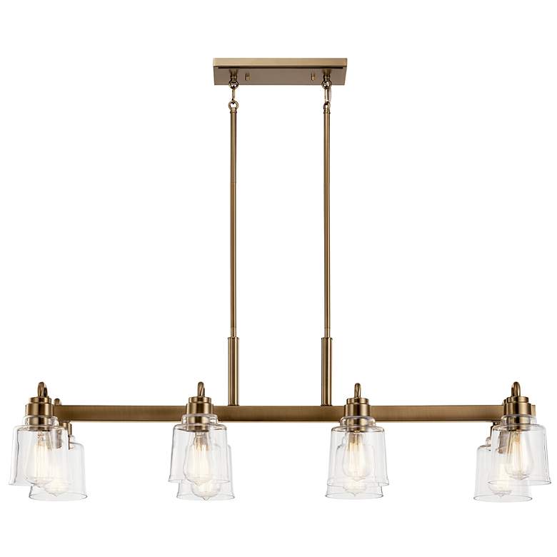 Image 5 Kichler Aivian 42 inch Wide 8-Light Weathered Brass Linear Chandelier more views