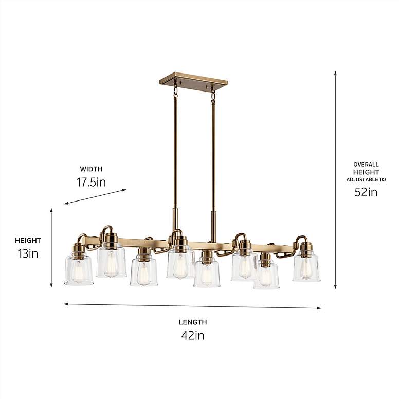 Image 6 Kichler Aivian 42 inch Wide 8-Light Weathered Brass Linear Chandelier more views