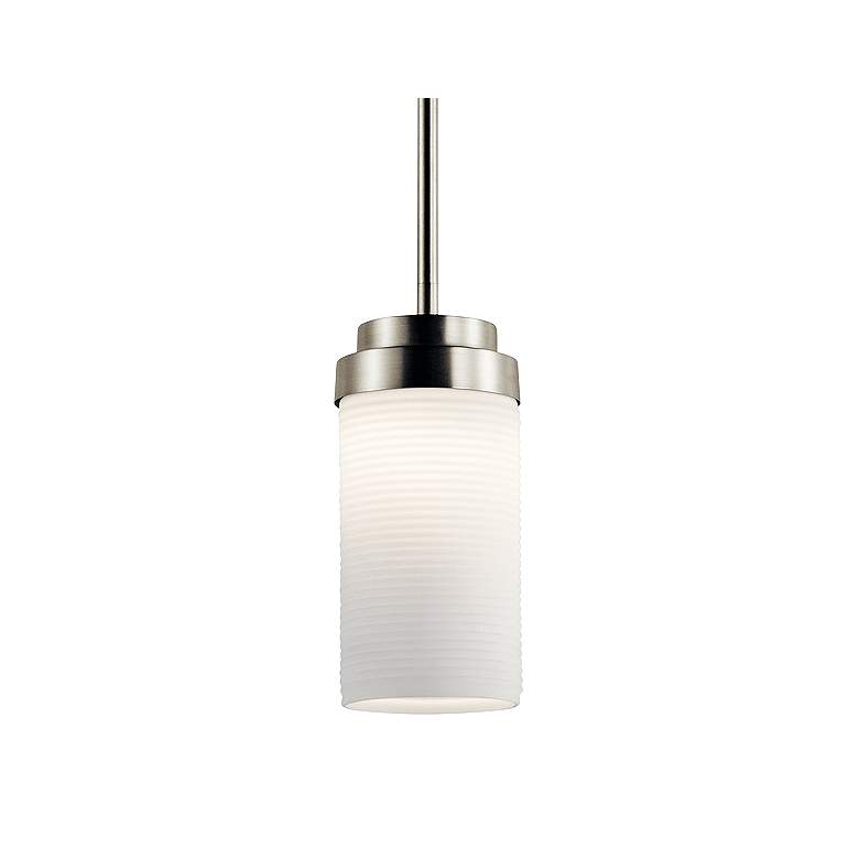 Image 1 Kichler Akai 4" Wide Brushed Nickel LED Mini Pendant