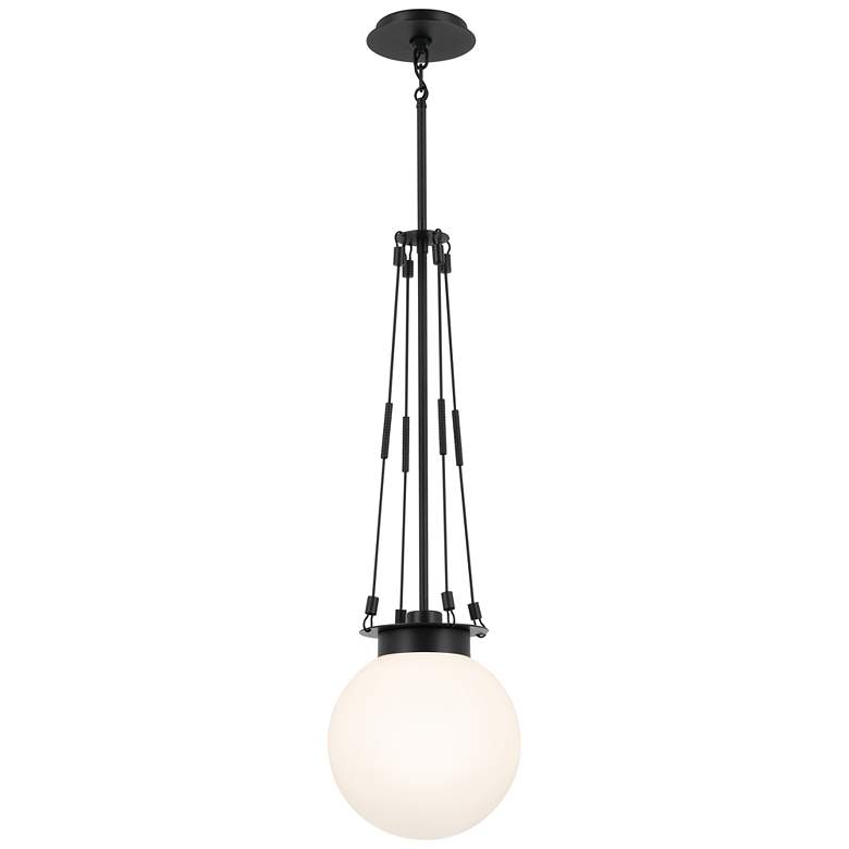 Image 1 Kichler Albers 10.5 Inch 1 Light Pendant with Opal Glass in Black