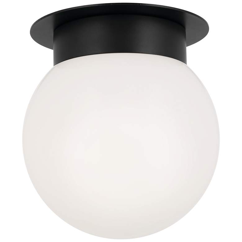 Image 1 Kichler Albers 8.0 Inch 1 Light Flush mount with Opal Glass in Black