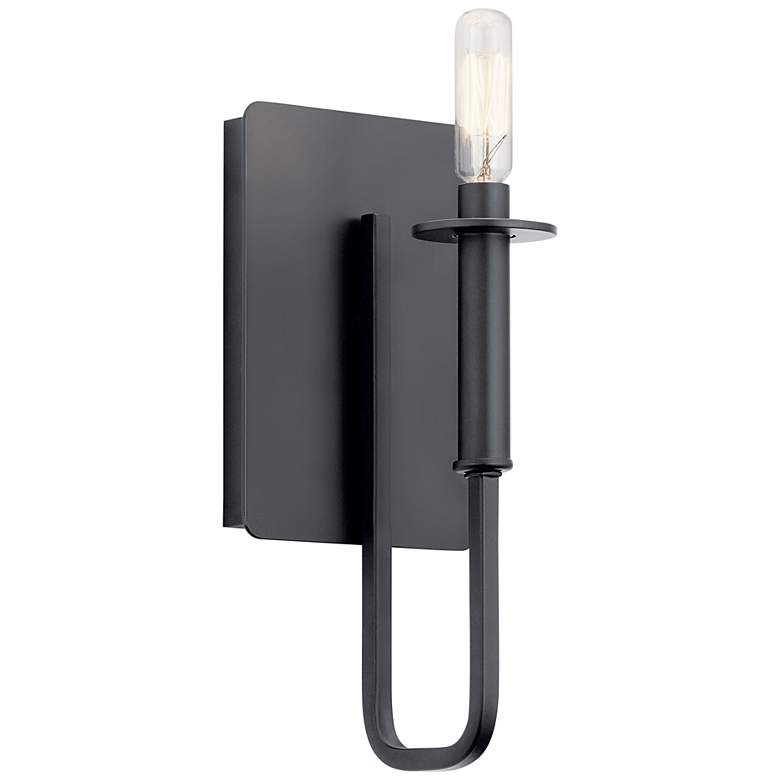 Image 2 Kichler Alden 11 1/2 inchH Black Metal Candle-Style Wall Sconce