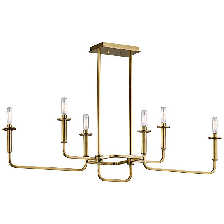 Image 3 Kichler Alden 38 1/2 inch Wide Brass 6-Light Linear Candelabra Chandelier more views