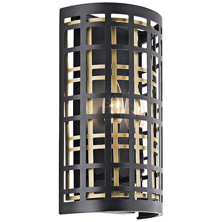 Image 1 Kichler Aldergate 12 inch High Black 2-Light Wall Sconce