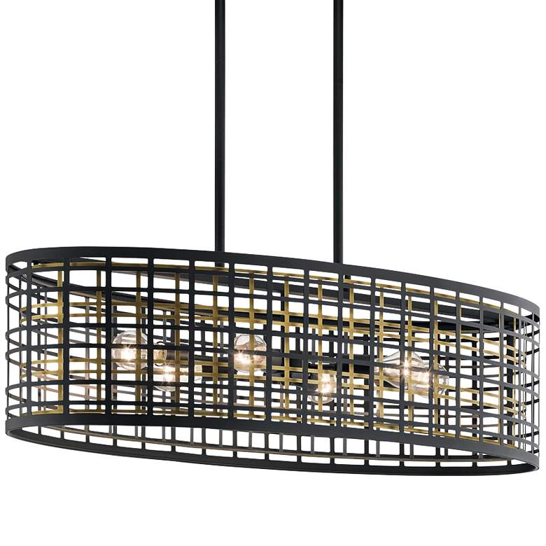 Image 1 Kichler Aldergate 38 inch Wide Black 6-Light Oval Pendant