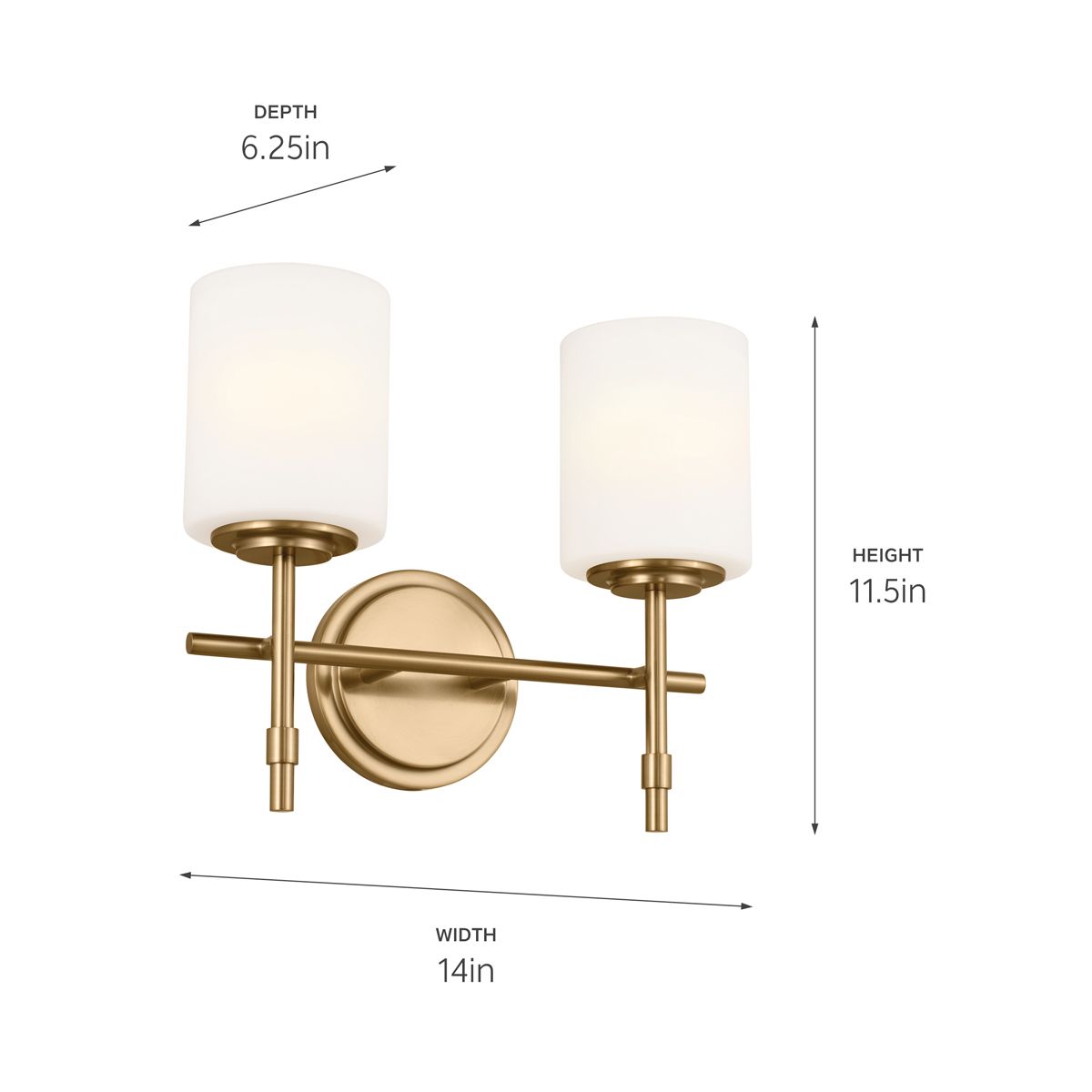 Image 4 Kichler Ali 14"W Brushed Natural Brass 2-Light Bath Light more views