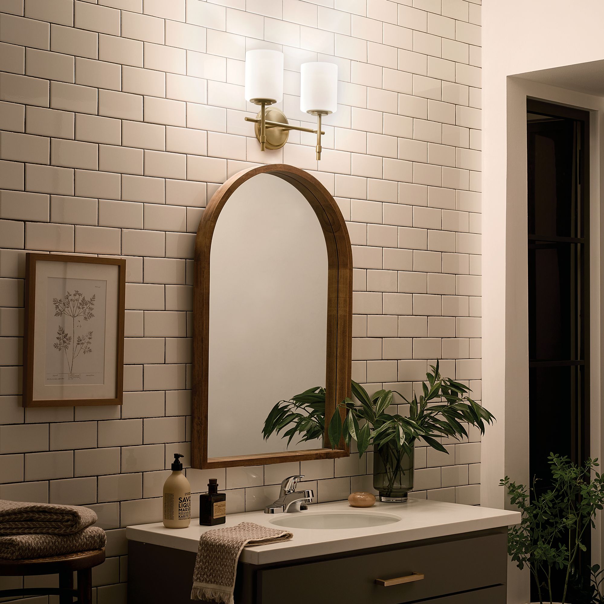 Image 6 Kichler Ali 14"W Brushed Natural Brass 2-Light Bath Light more views