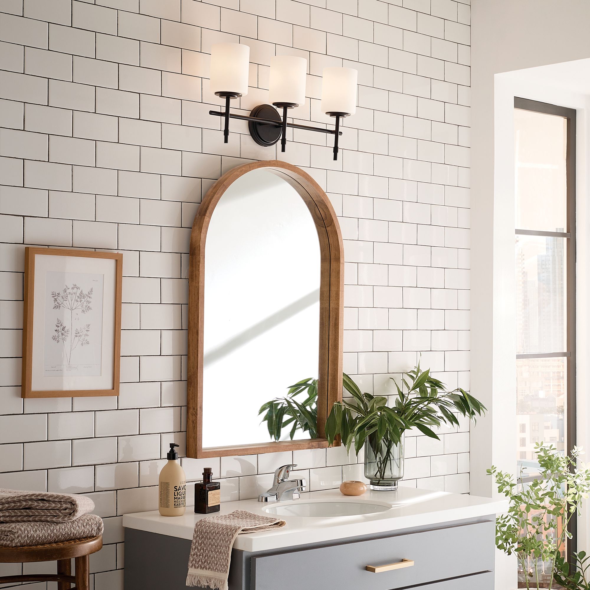 Image 5 Kichler Ali 23.3" Wide 3-Light Arm Black Finish Bath Light more views