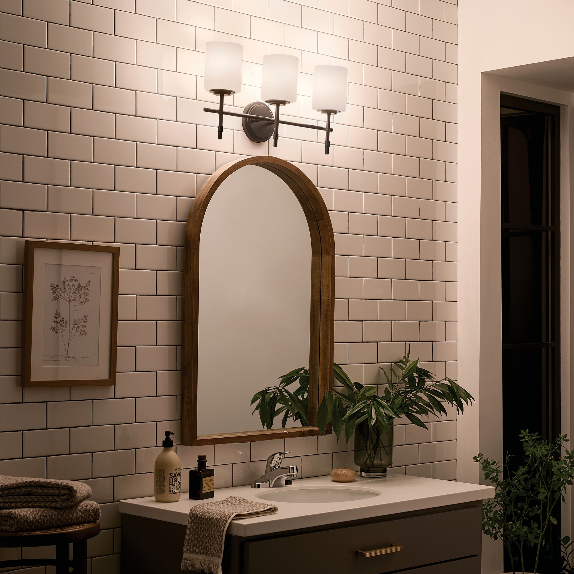 Image 6 Kichler Ali 23.3" Wide 3-Light Arm Black Finish Bath Light more views