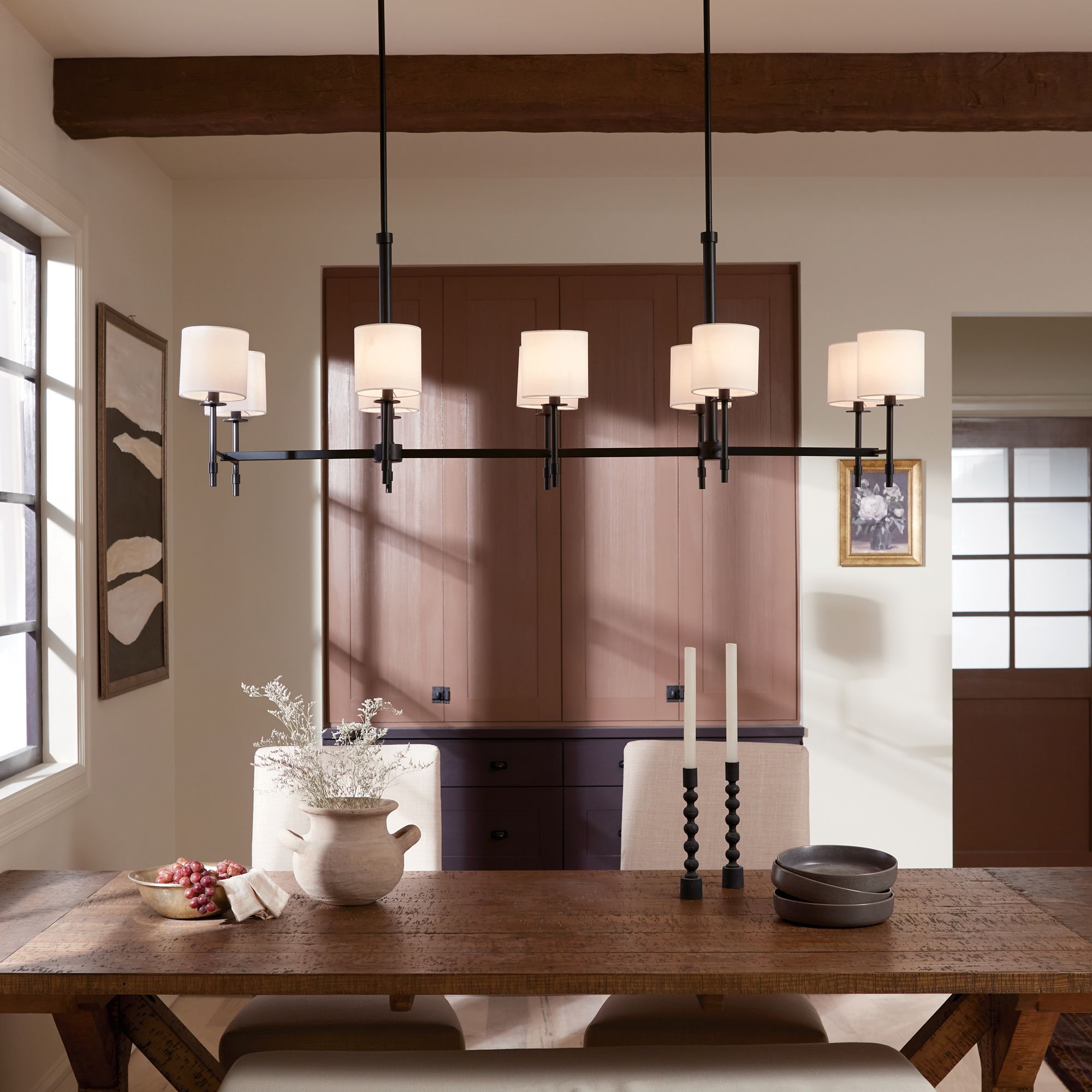 Kichler Ali 56 1/2" Wide Black 10-Light Linear Chandelier in scene