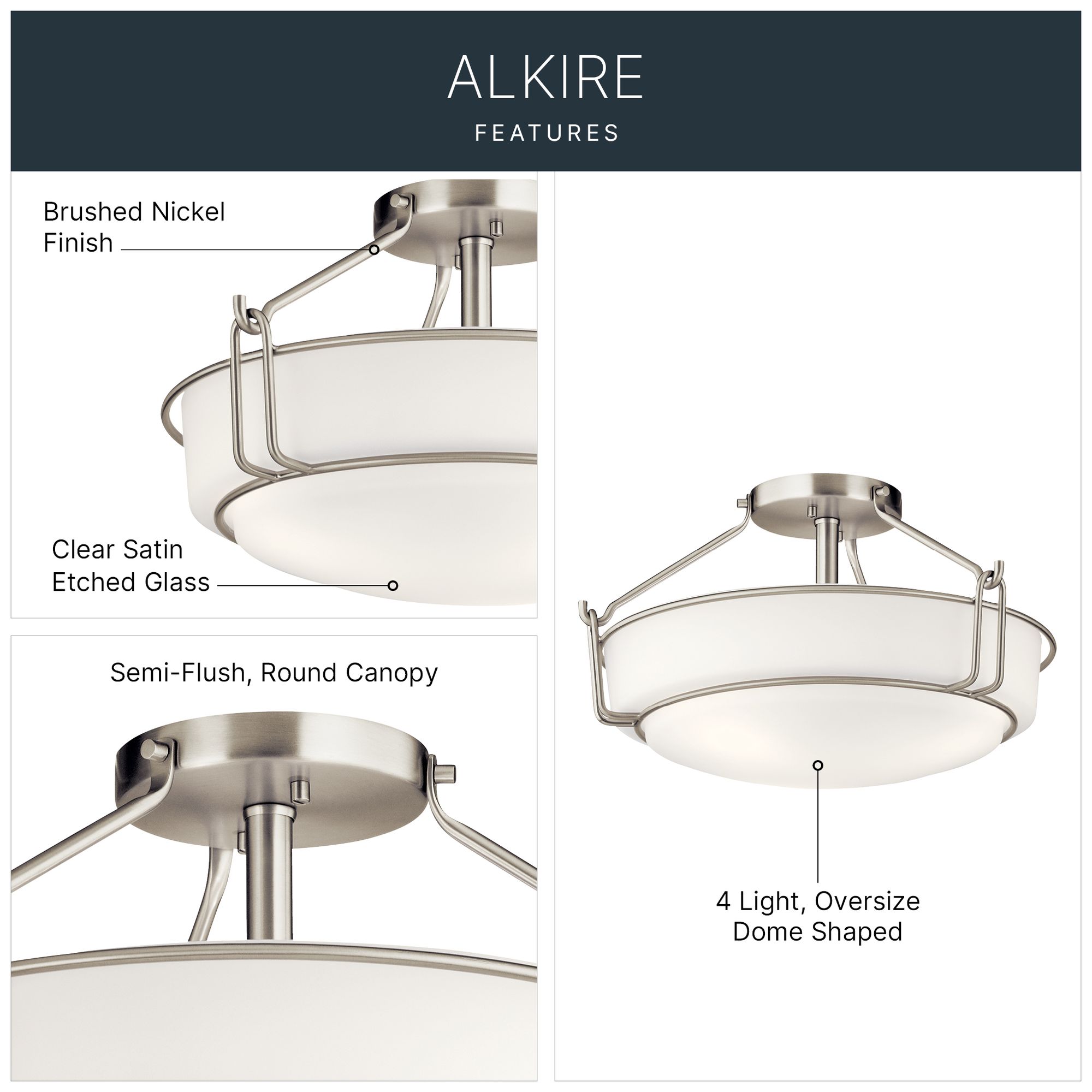 Image 4 Kichler Alkire 16 1/2" Wide Brushed Nickel Ceiling Light more views