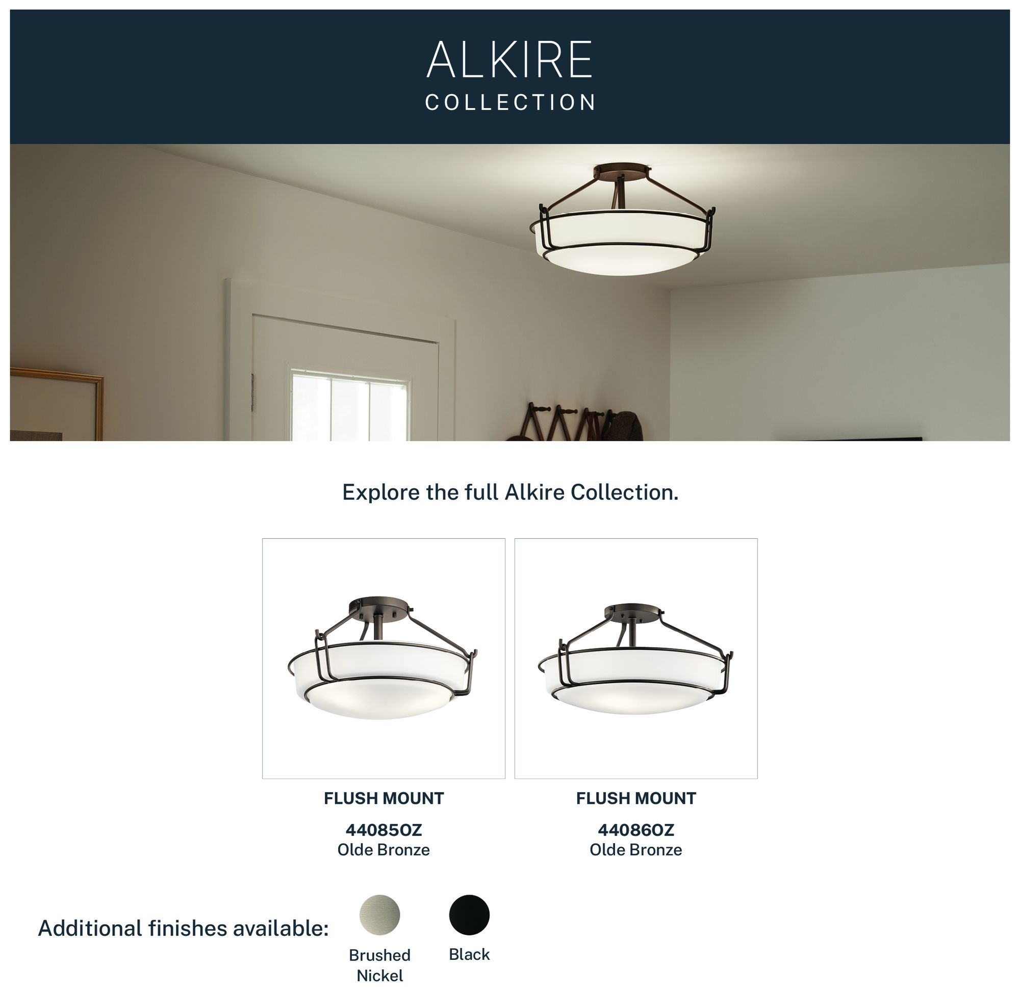 Kichler Alkire 22" Wide White Shade Olde Bronze Ceiling Light