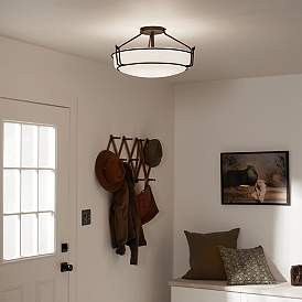 Image5 of Kichler Alkire 22" Wide White Shade Olde Bronze Ceiling Light more views