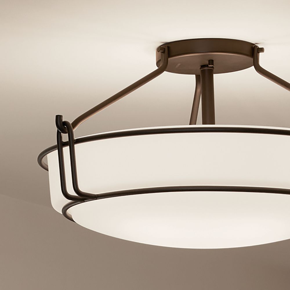 Kichler Alkire 22" Wide White Shade Olde Bronze Ceiling Light