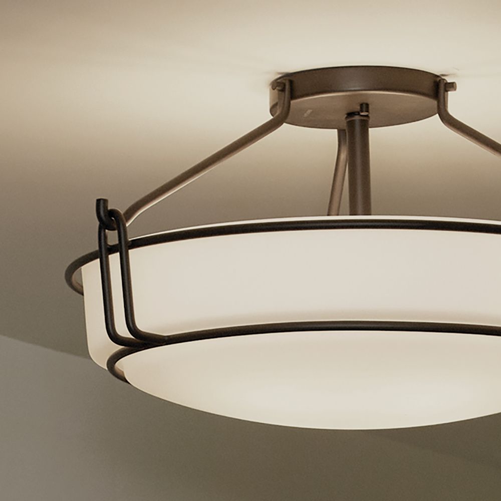 Kichler Alkire 22" Wide White Shade Olde Bronze Ceiling Light