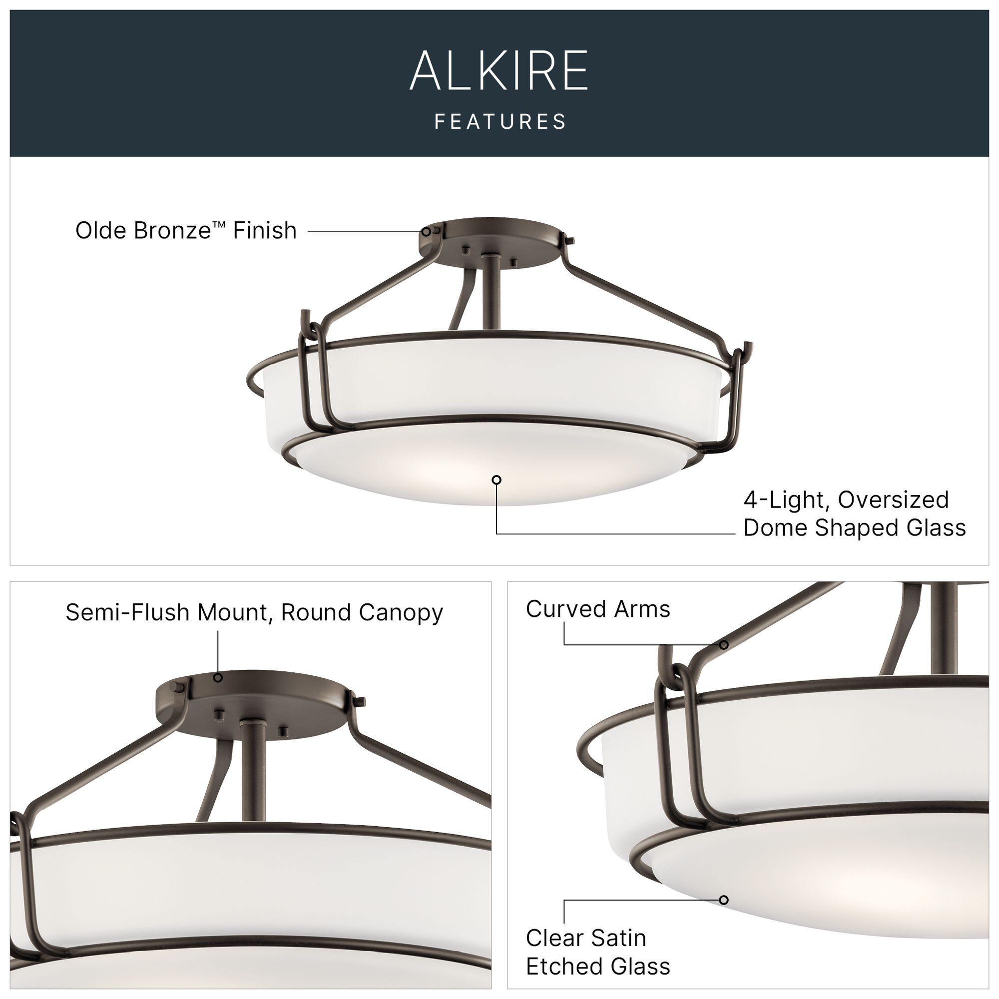 Kichler Alkire 22" Wide White Shade Olde Bronze Ceiling Light