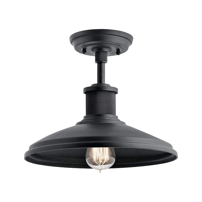 Image 1 Kichler Allenbury 12 inch Black Finish Industrial Outdoor Ceiling Light