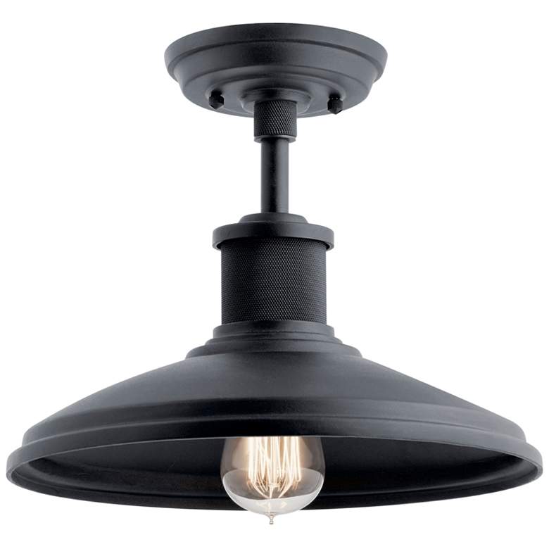 Image 2 Kichler Allenbury 12 inch Black Finish Industrial Outdoor Ceiling Light more views