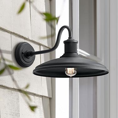 Kichler Allenbury Large 9" High Textured Black Outdoor Wall Light