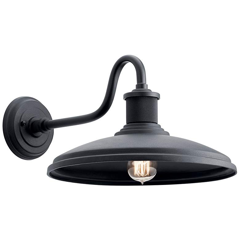 Image 2 Kichler Allenbury Large 9" High Textured Black Outdoor Wall Light