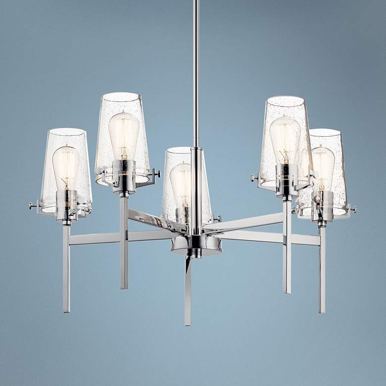 Image 1 Kichler Alton 27 inch Wide Polished Nickel 5-Light Chandelier