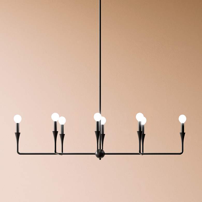 Image 1 Kichler Alvaro 45 1/2" Wide Black 8-Light Linear Chandelier