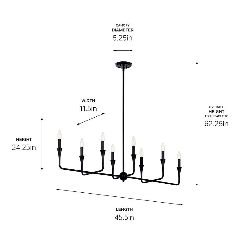 Image 6 Kichler Alvaro 45 1/2" Wide Black 8-Light Linear Chandelier more views