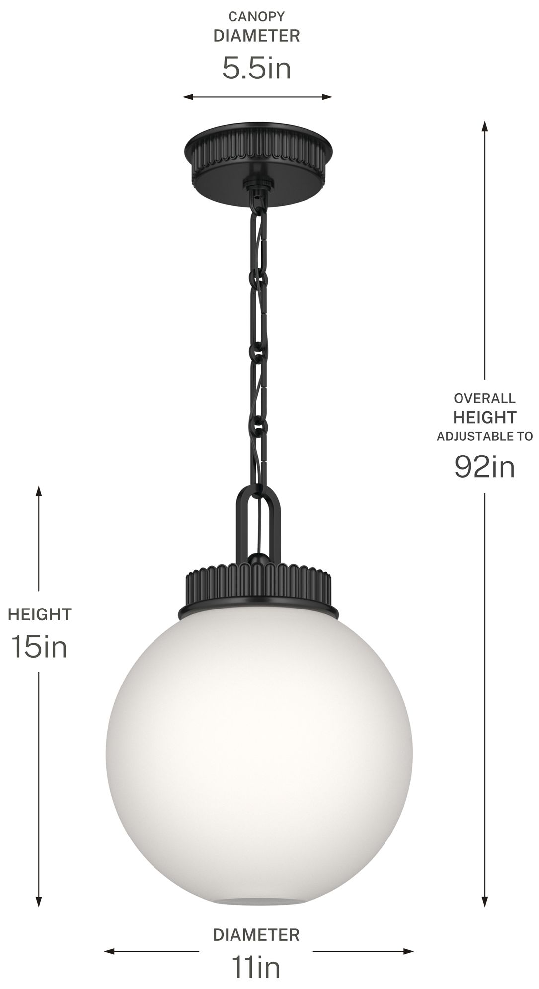Kichler Andorra 11" 1 Light Pendant in Black