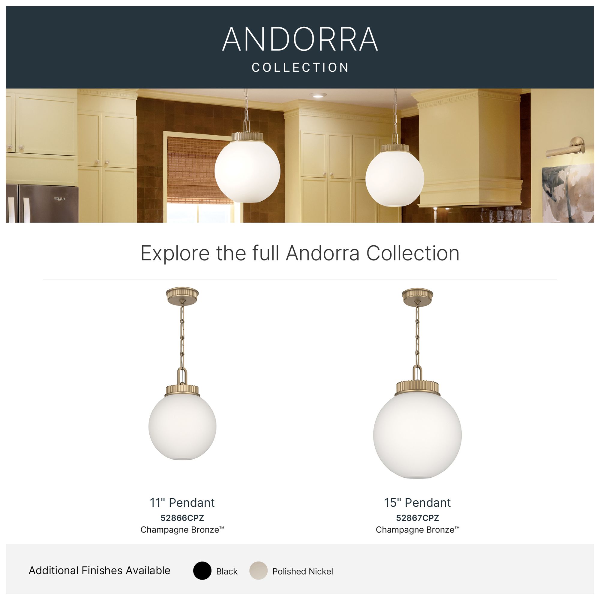 Kichler Andorra 11" 1 Light Pendant in Champagne Bronze