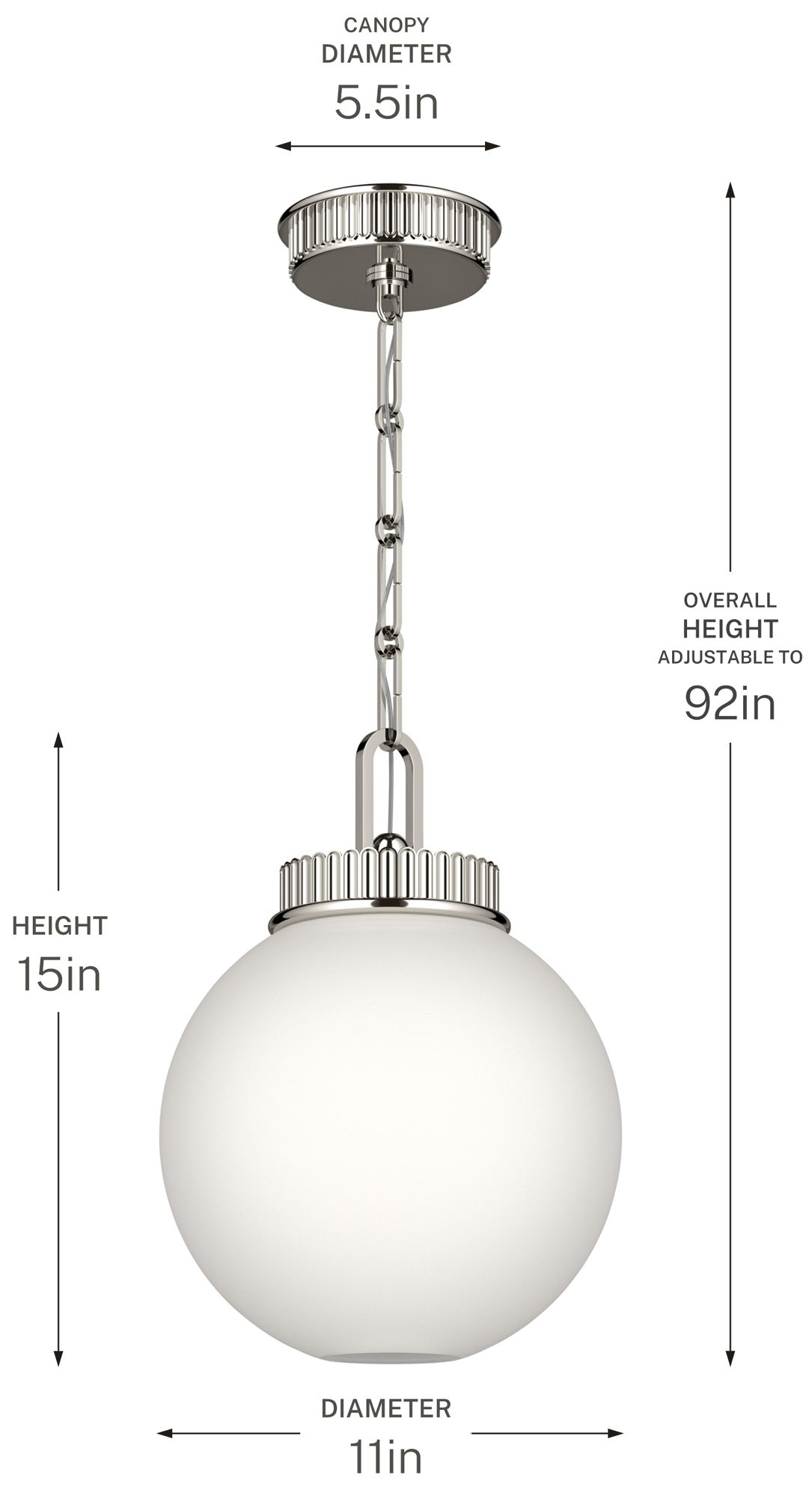 Kichler Andorra 11" 1 Light Pendant in Polished Nickel
