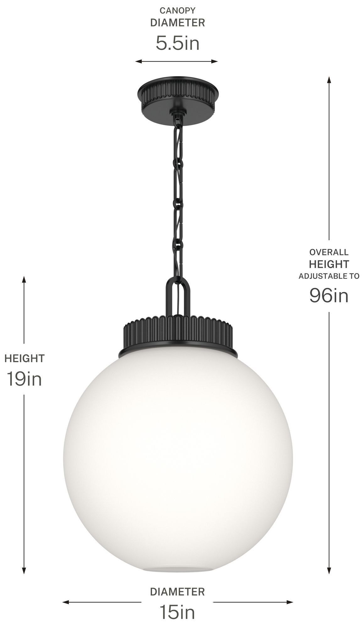 Kichler Andorra 15" 1 Light Pendant in Black