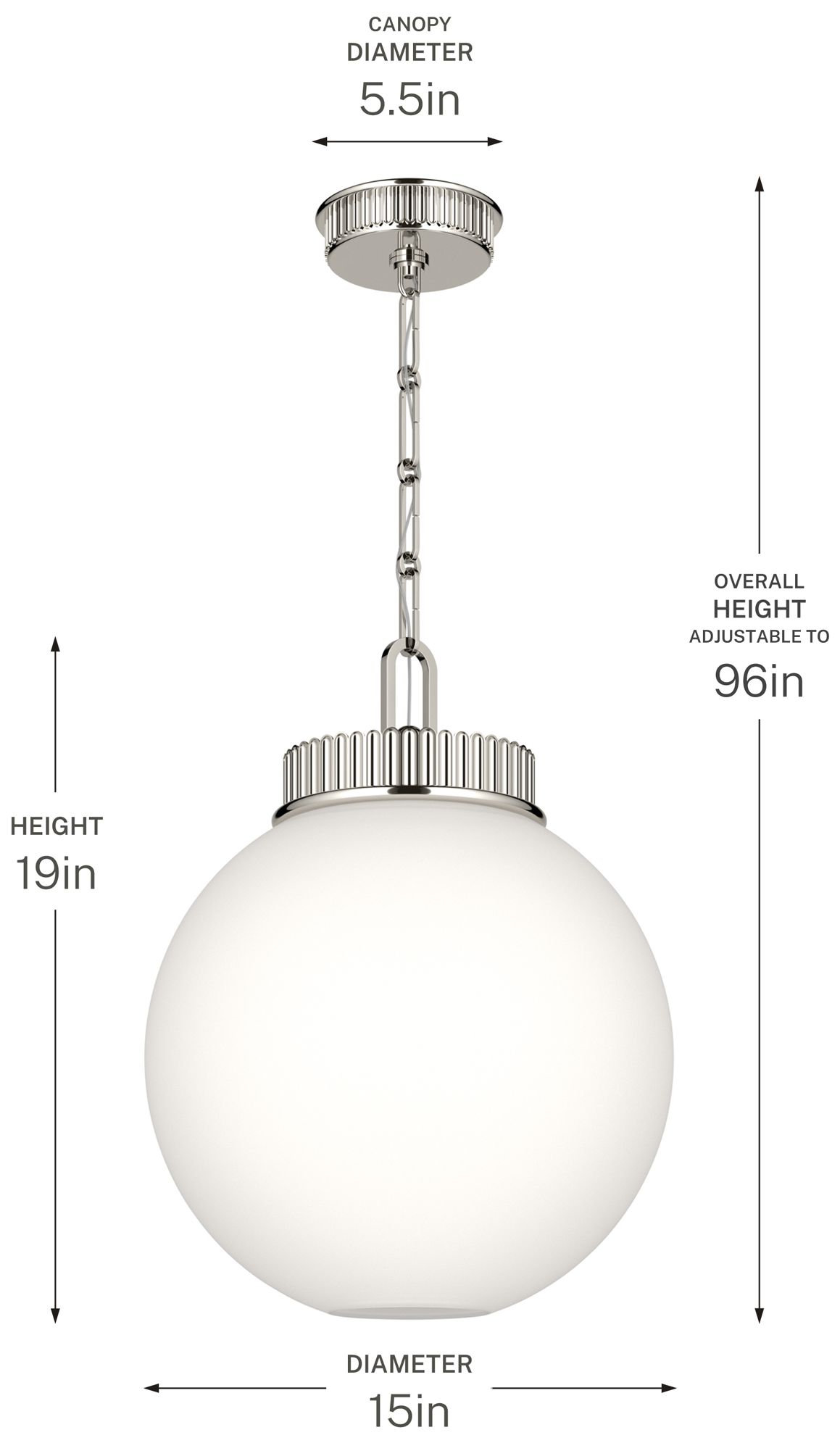 Kichler Andorra 15" 1 Light Pendant in Polished Nickel