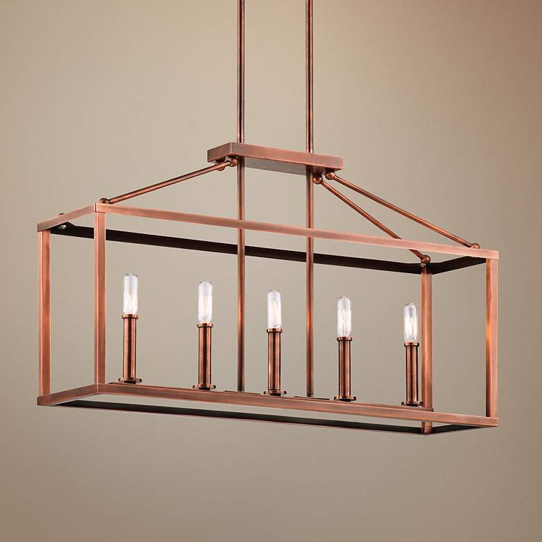 Image 1 Kichler Archibald 31 inch Wide Copper Linear Chandelier