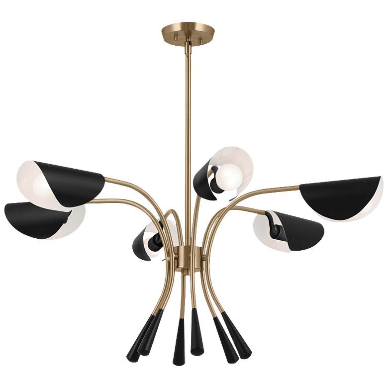 Image 1 Kichler Arcus 39.25 Inch 6 Light Chandelier in Champagne Bronze with Black