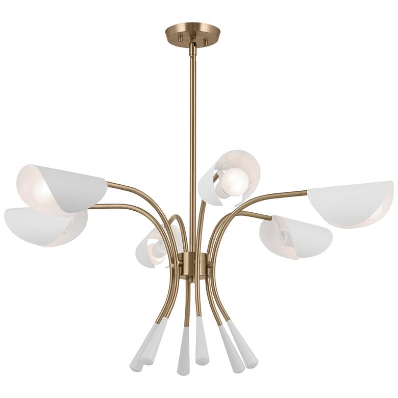 Image 1 Kichler Arcus 39.25 Inch 6 Light Chandelier in Champagne Bronze with White