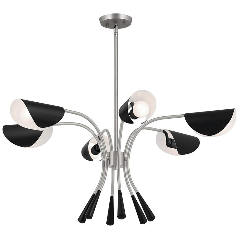 Image 1 Kichler Arcus 39.25 Inch 6 Light Chandelier in Satin Nickel with Black