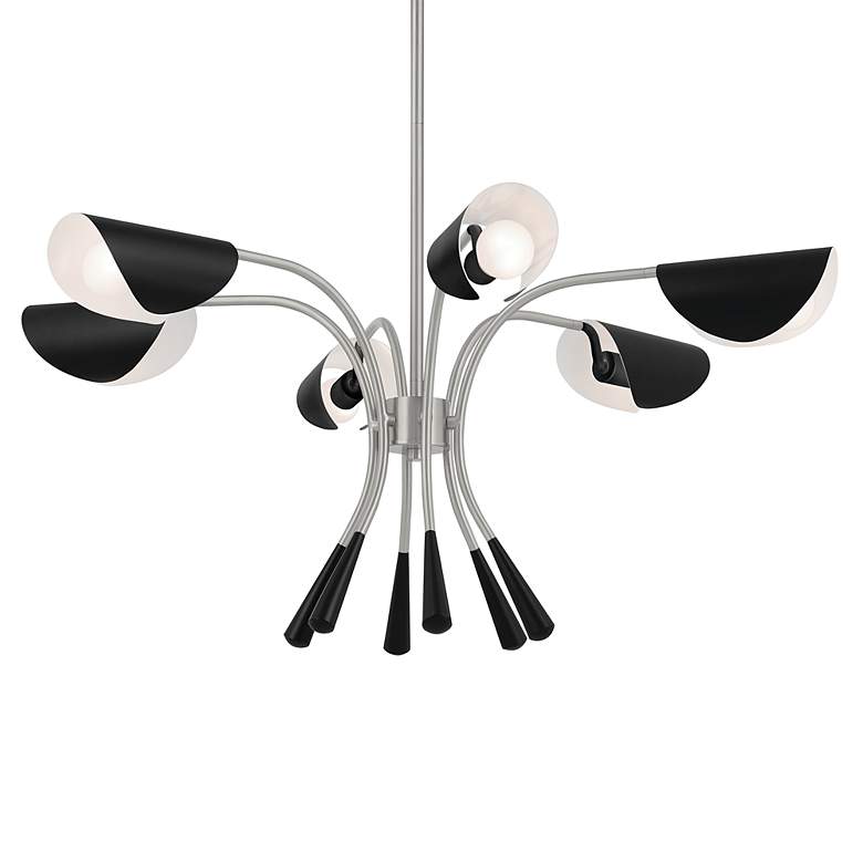 Image 2 Kichler Arcus 39.25 Inch 6 Light Chandelier in Satin Nickel with Black more views