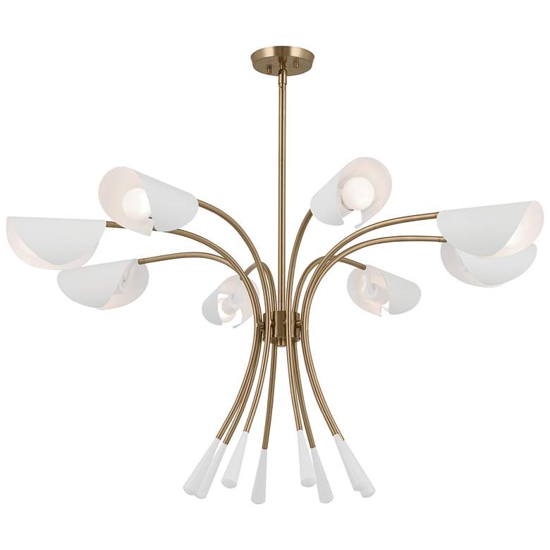 Image 1 Kichler Arcus 45.5 Inch 8 Light Chandelier in Champagne Bronze with White