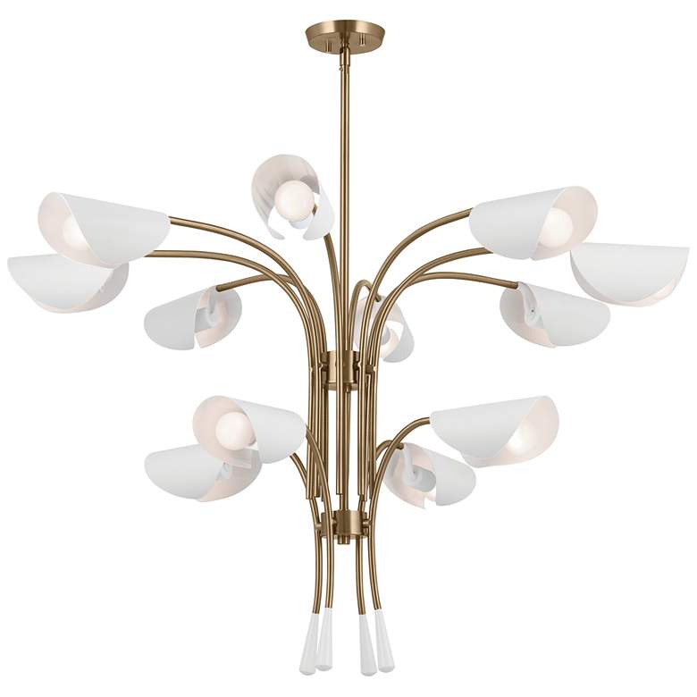 Image 1 Kichler Arcus 46.25 Inch 12 Light Chandelier in Champagne Bronze with White