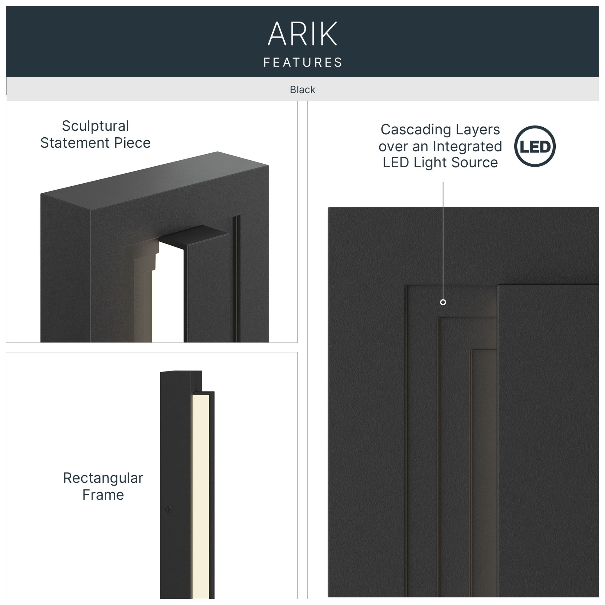 Image 3 Kichler Arik 34.25" 1-Light LED Outdoor Wall Light in Black more views