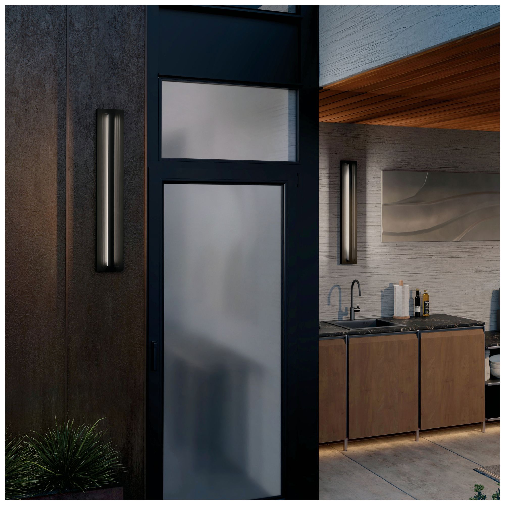 Image 7 Kichler Arik 34.25" 1-Light LED Outdoor Wall Light in Black more views